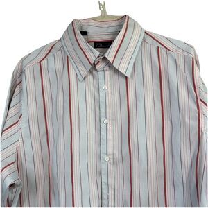 7 Diamonds Dress Shirt Mens XXL Blue Striped Long Sleeve